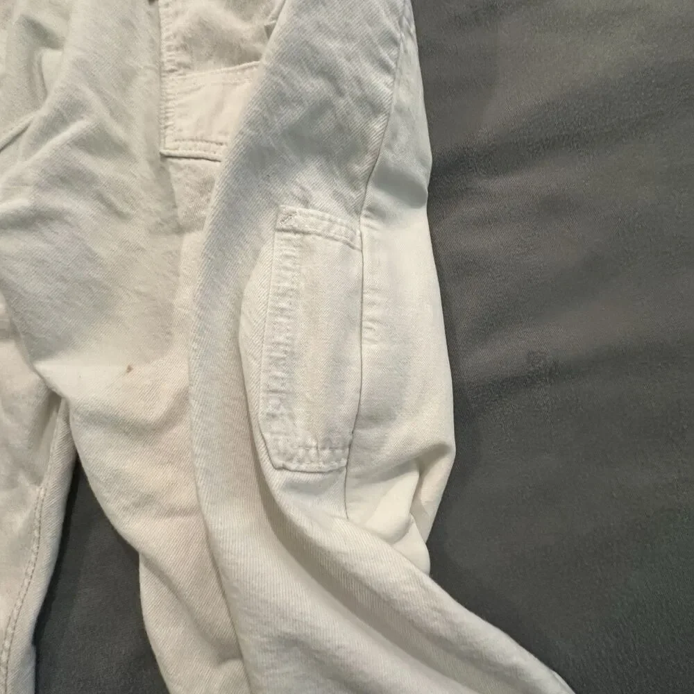 Levis Jeans Mens 34x32 Altered 502 Carpenter Double Knee Work Pants White Denim